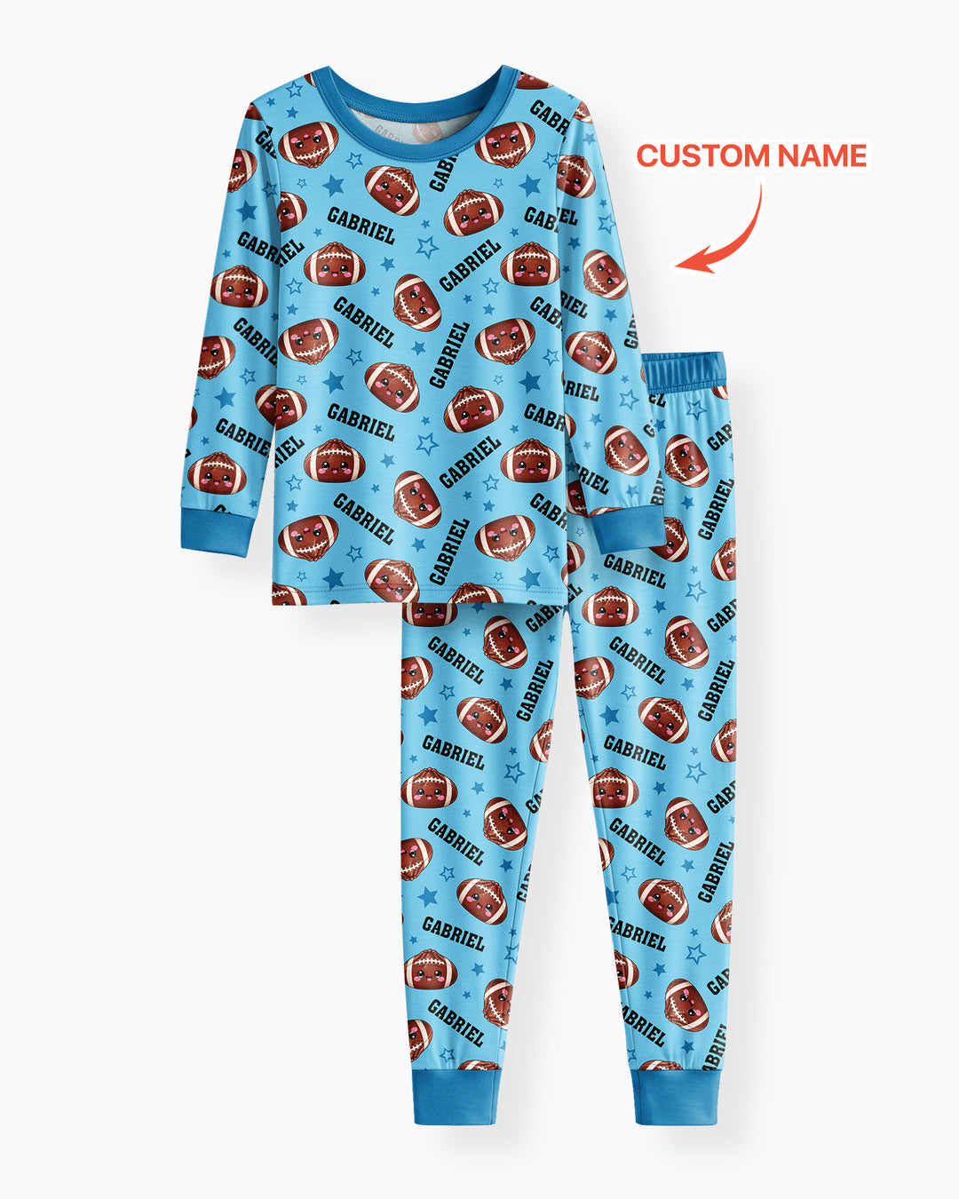 Personalized Sports Dumpling Custom Name Bamboo Two Piece Long Sleeve Pajama Set