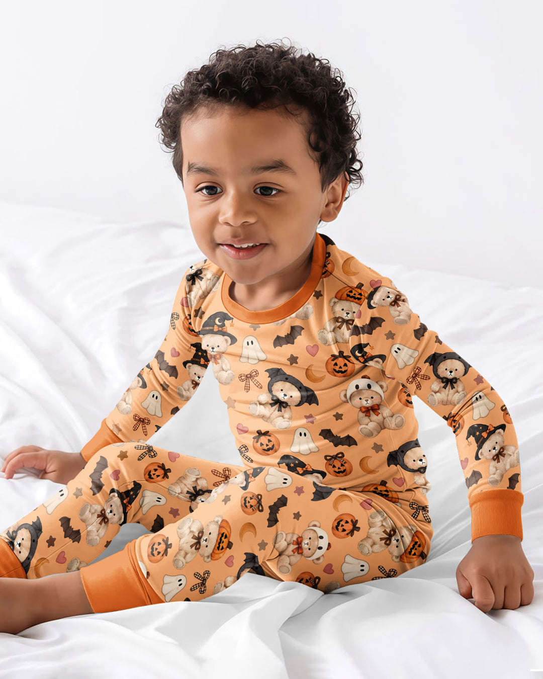 Cozy Coquette Teddy Bear Halloween Bamboo Two Piece Long Sleeve Pajama Set