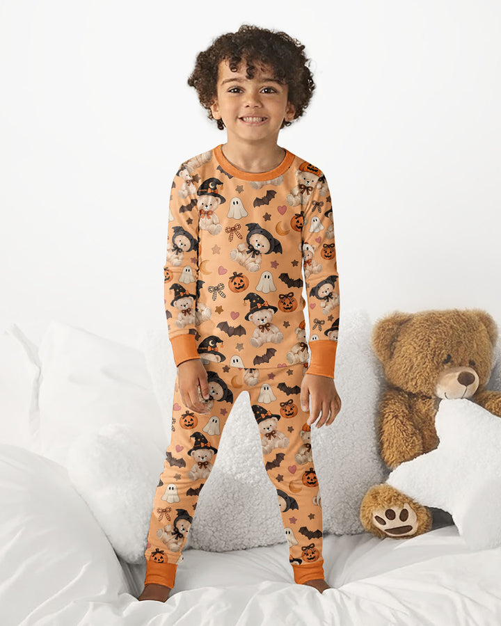 Cozy Coquette Teddy Bear Halloween Bamboo Two Piece Long Sleeve Pajama Set
