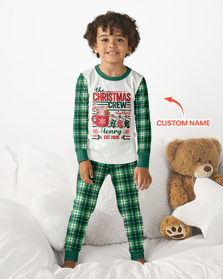 The Christmas Crew Custom Name Bamboo Two Piece Long Sleeve Pajama Set
