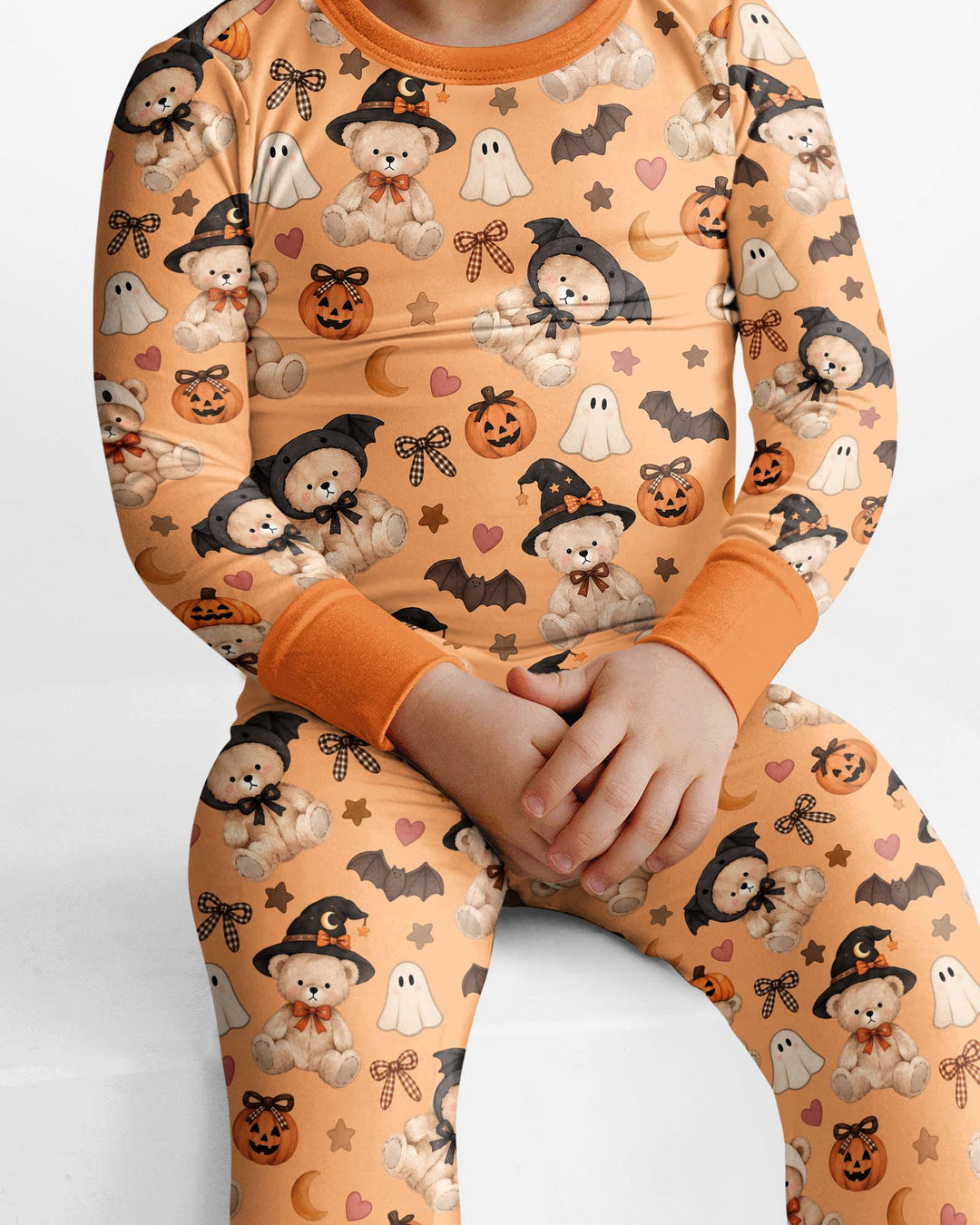 Cozy Coquette Teddy Bear Halloween Bamboo Two Piece Long Sleeve Pajama Set