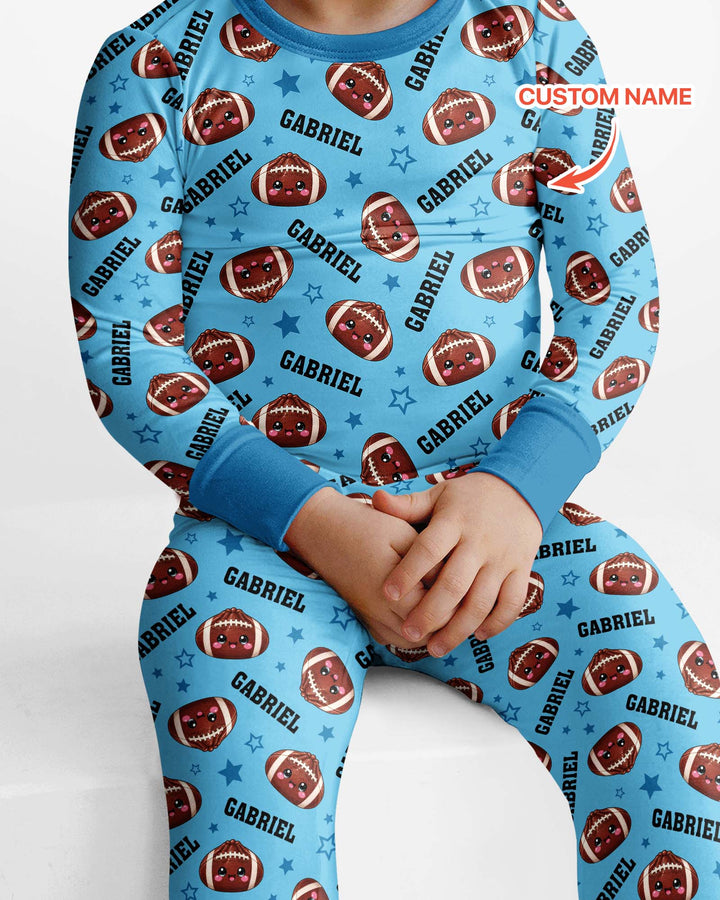 Personalized Sports Dumpling Custom Name Bamboo Two Piece Long Sleeve Pajama Set