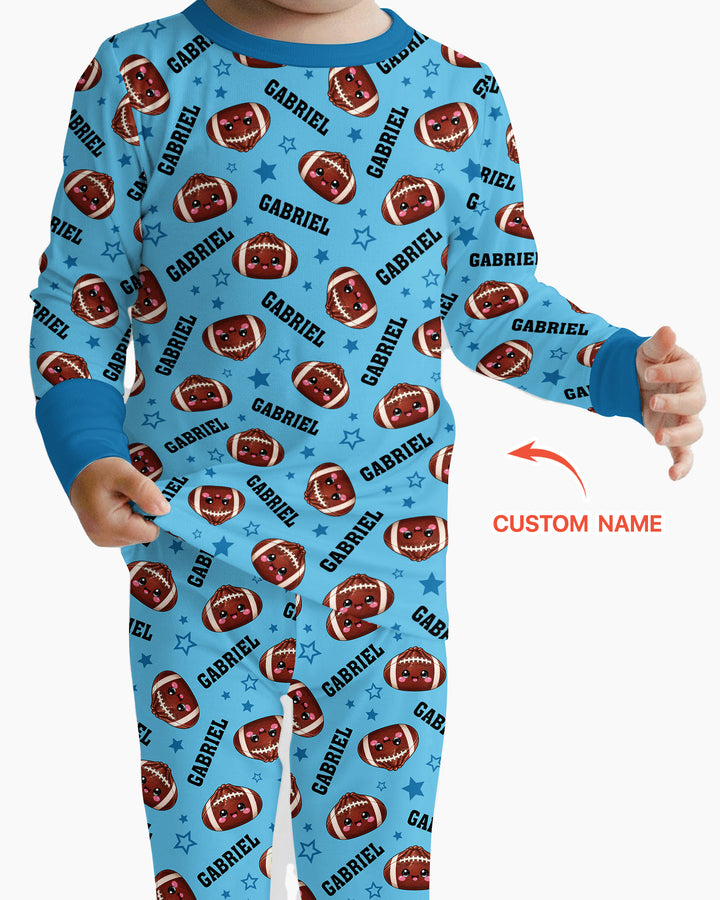 Personalized Sports Dumpling Custom Name Bamboo Two Piece Long Sleeve Pajama Set