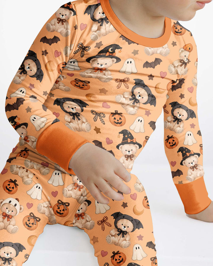 Cozy Coquette Teddy Bear Halloween Bamboo Two Piece Long Sleeve Pajama Set