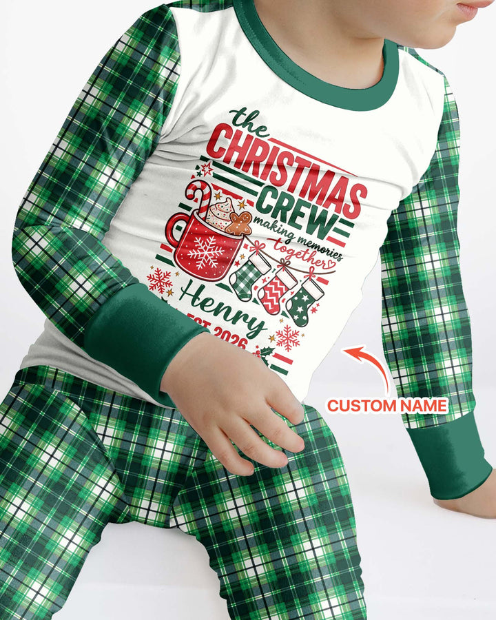 The Christmas Crew Custom Name Bamboo Two Piece Long Sleeve Pajama Set
