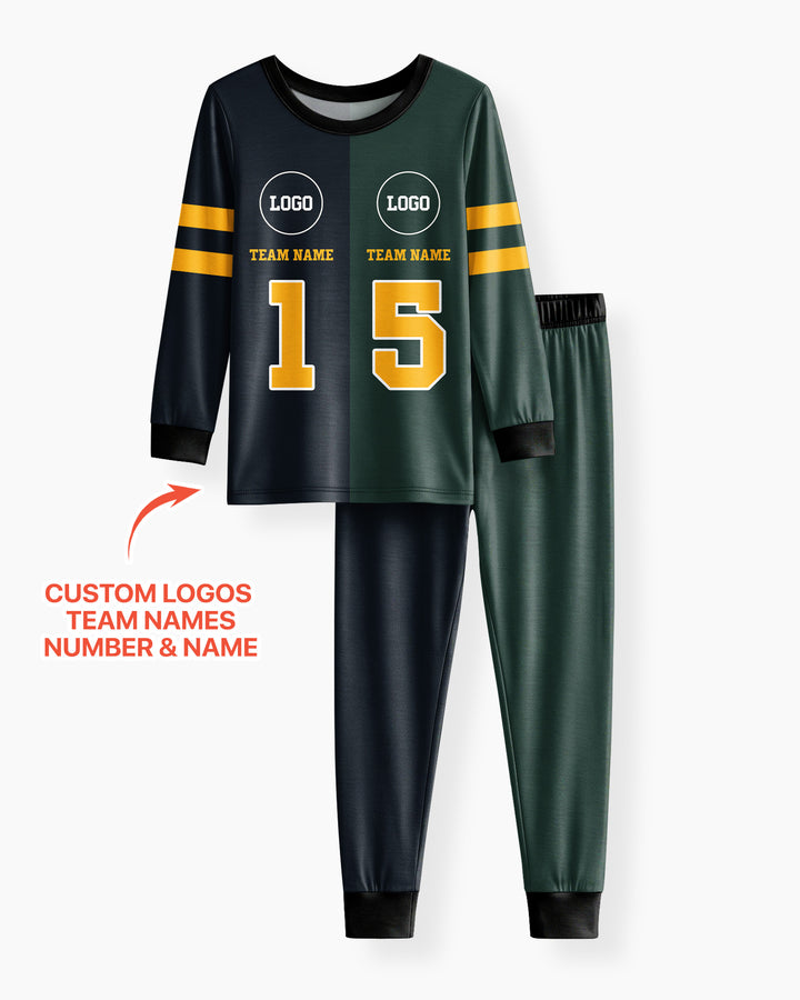 Football Rivalry Family Personalized Bamboo Two Piece Long Sleeve Pajama Set