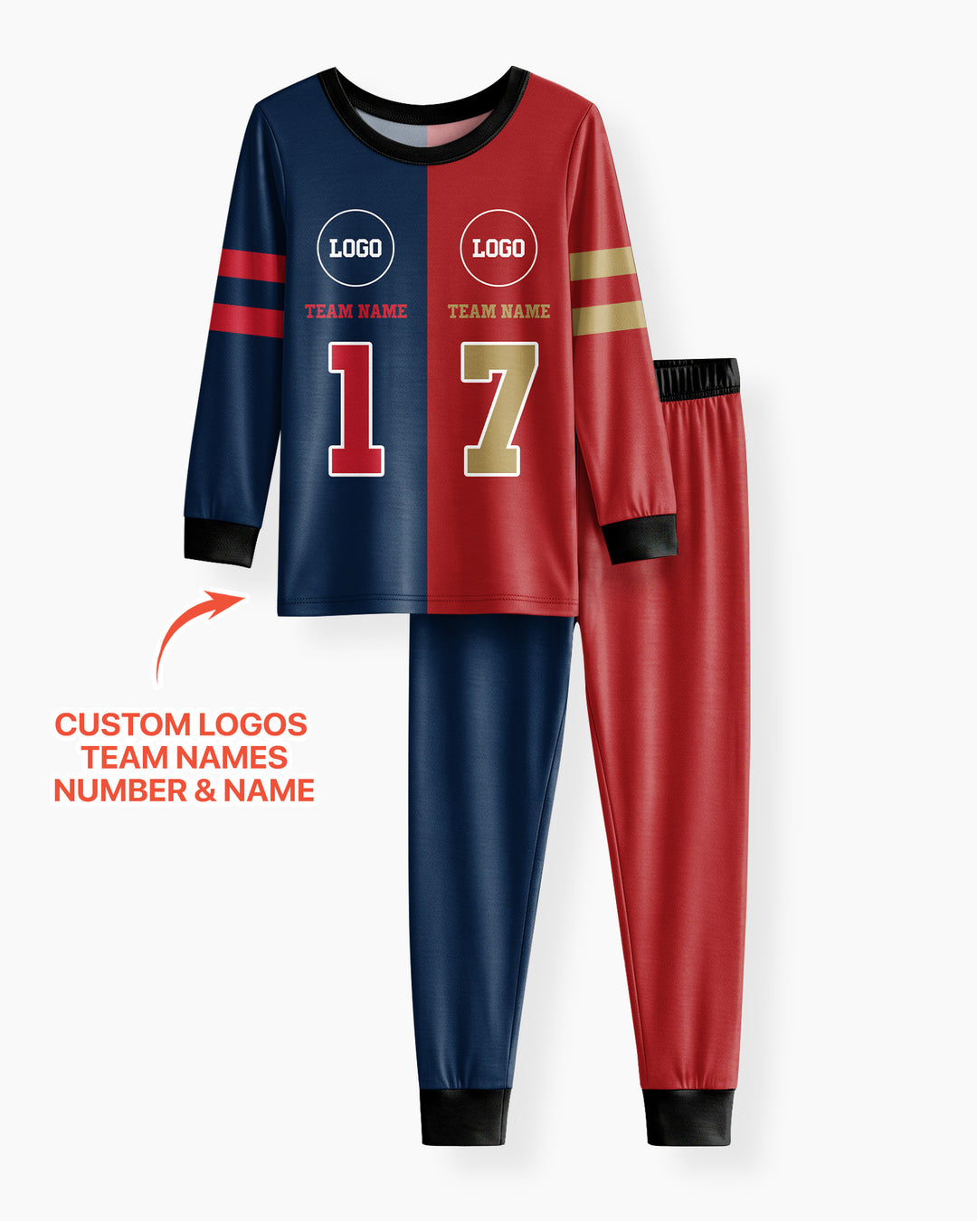 Football Rivalry Family Personalized Bamboo Two Piece Long Sleeve Pajama Set