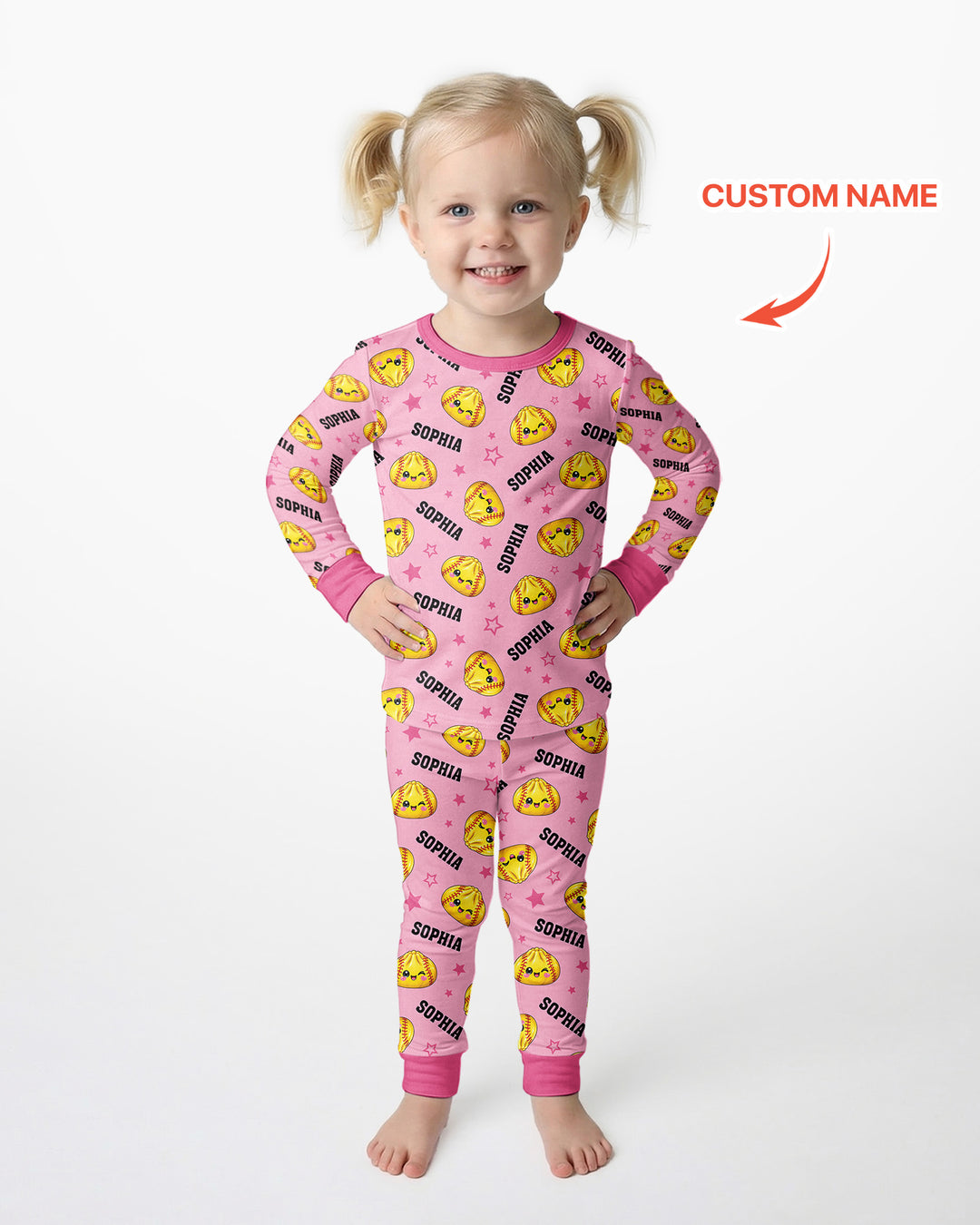 Personalized Sports Dumpling Custom Name Bamboo Two Piece Long Sleeve Pajama Set