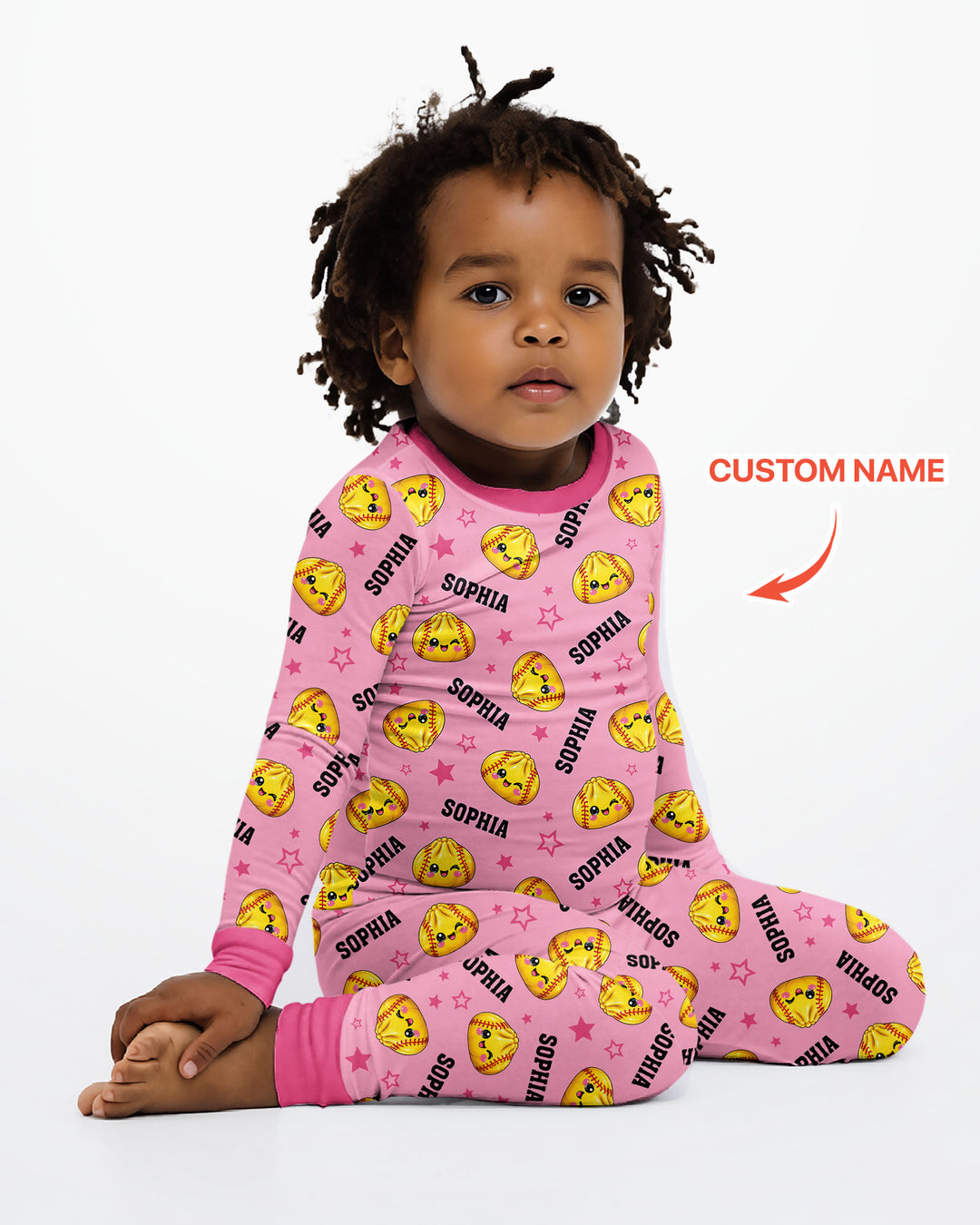 Personalized Sports Dumpling Custom Name Bamboo Two Piece Long Sleeve Pajama Set