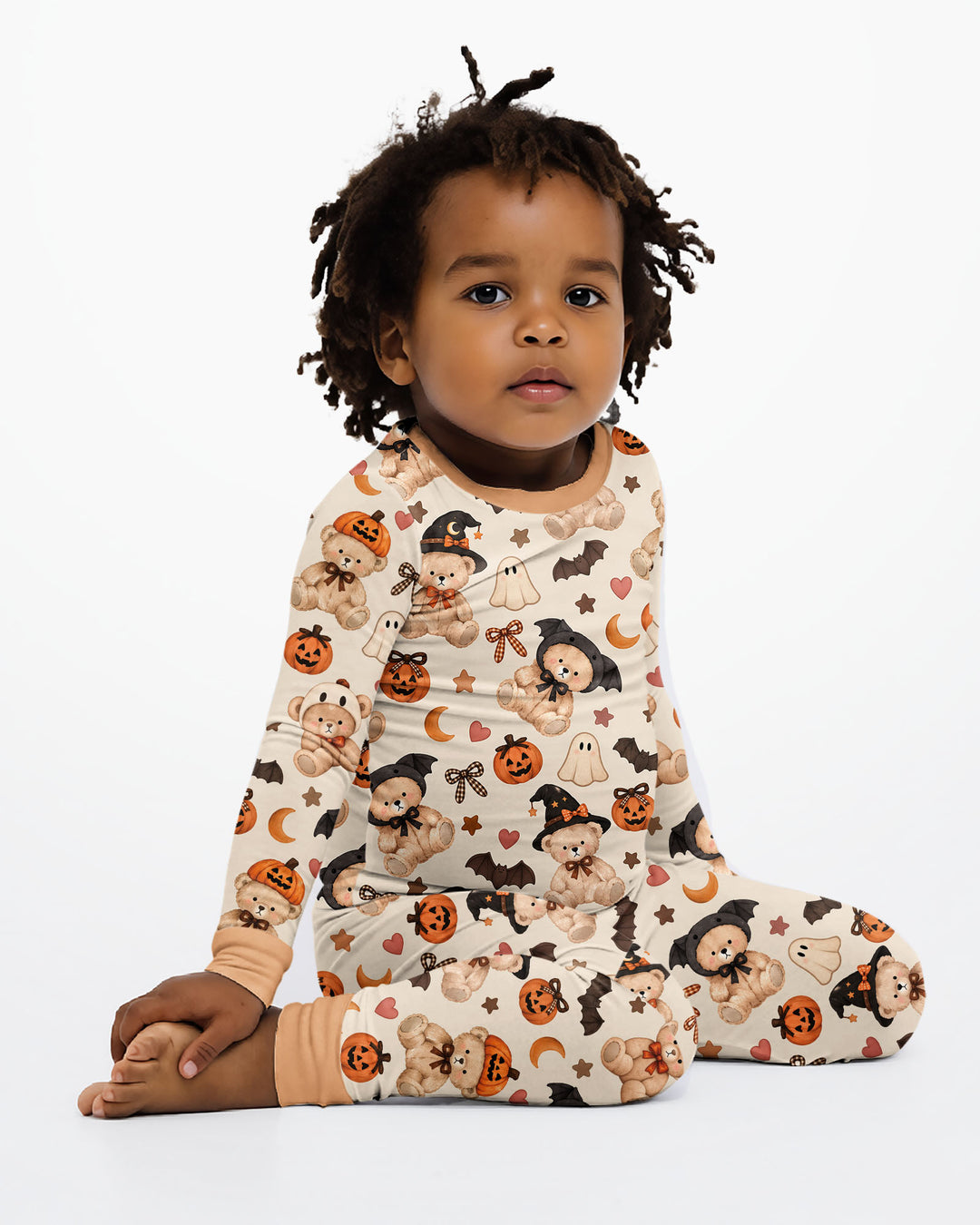 Cozy Coquette Teddy Bear Halloween Bamboo Two Piece Long Sleeve Pajama Set