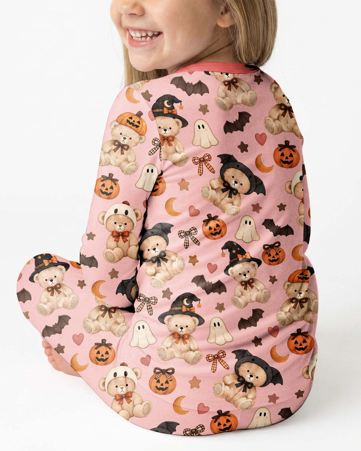 Cozy Coquette Teddy Bear Halloween Bamboo Two Piece Long Sleeve Pajama Set