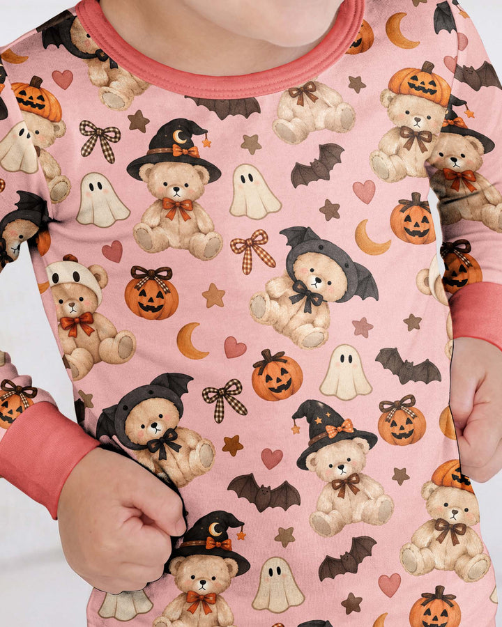 Cozy Coquette Teddy Bear Halloween Bamboo Two Piece Long Sleeve Pajama Set