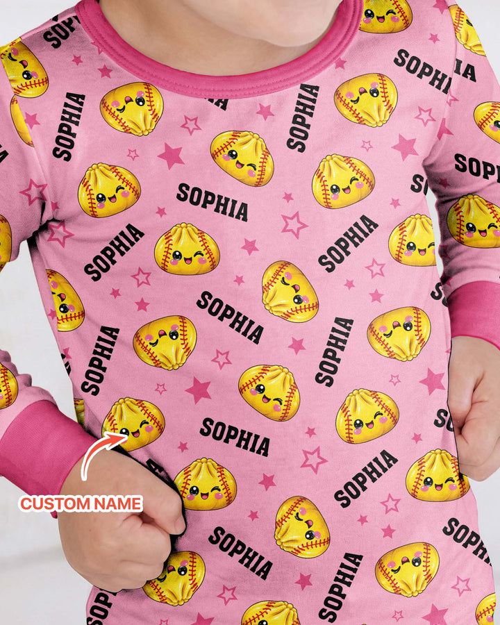 Personalized Sports Dumpling Custom Name Bamboo Two Piece Long Sleeve Pajama Set