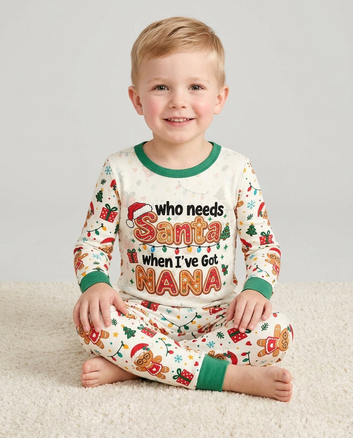 Who Needs Santa When I've Got Grandma Bamboo Two Piece Long Sleeve Pajama Set