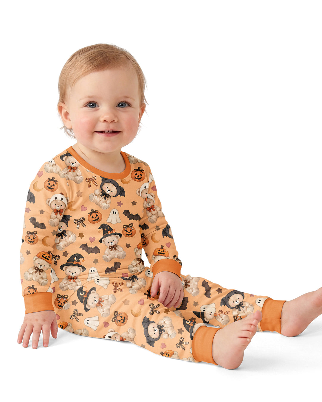 Cozy Coquette Teddy Bear Halloween Bamboo Two Piece Long Sleeve Pajama Set