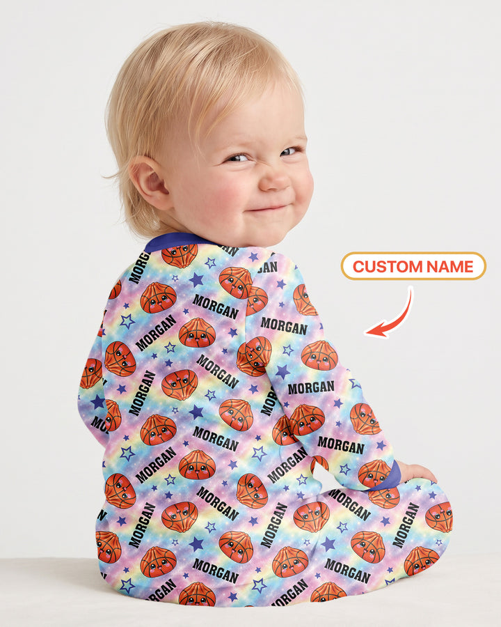 Personalized Sports Dumpling Custom Name Bamboo Two Piece Long Sleeve Pajama Set