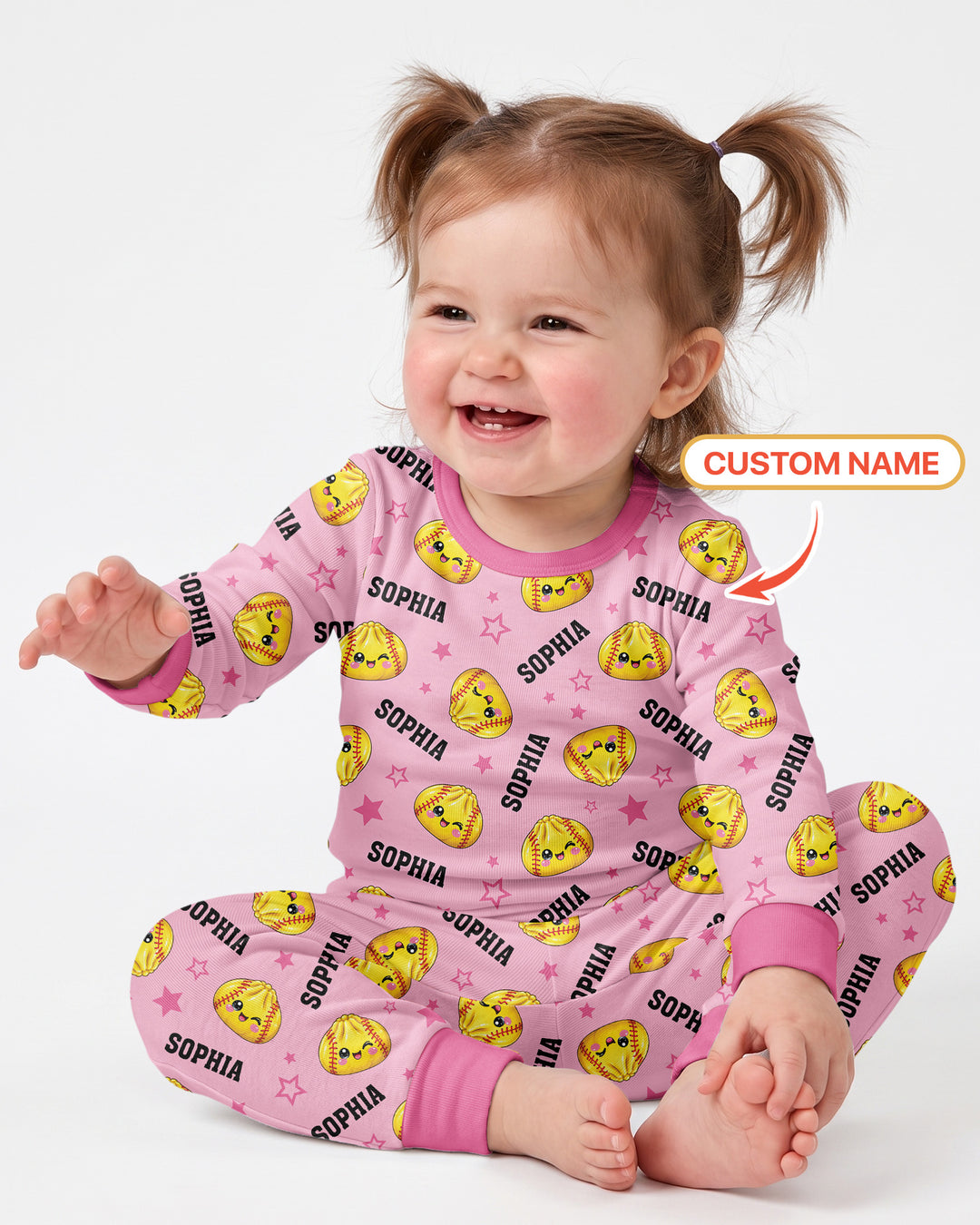Personalized Sports Dumpling Custom Name Bamboo Two Piece Long Sleeve Pajama Set