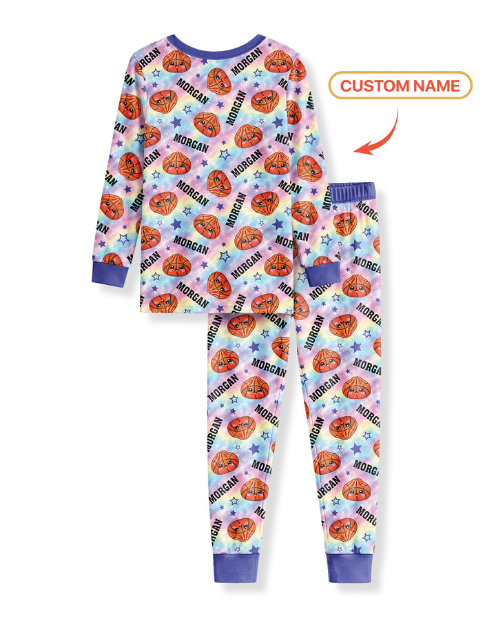 Personalized Sports Dumpling Custom Name Bamboo Two Piece Long Sleeve Pajama Set