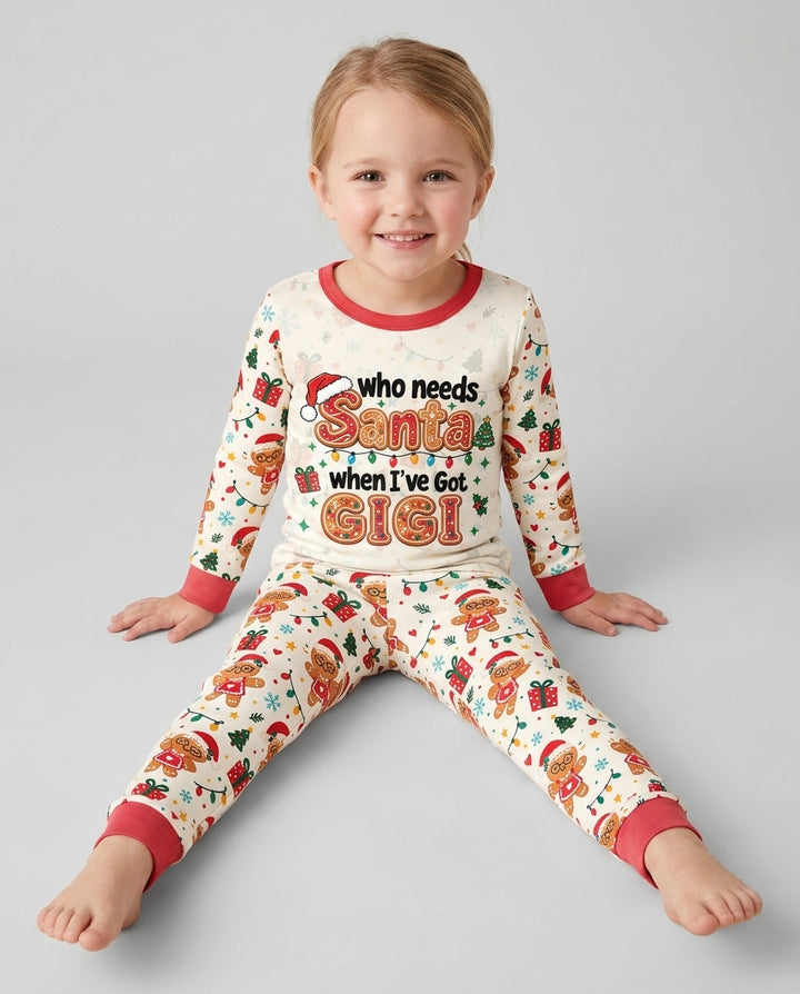 Who Needs Santa When I've Got Grandma Bamboo Two Piece Long Sleeve Pajama Set