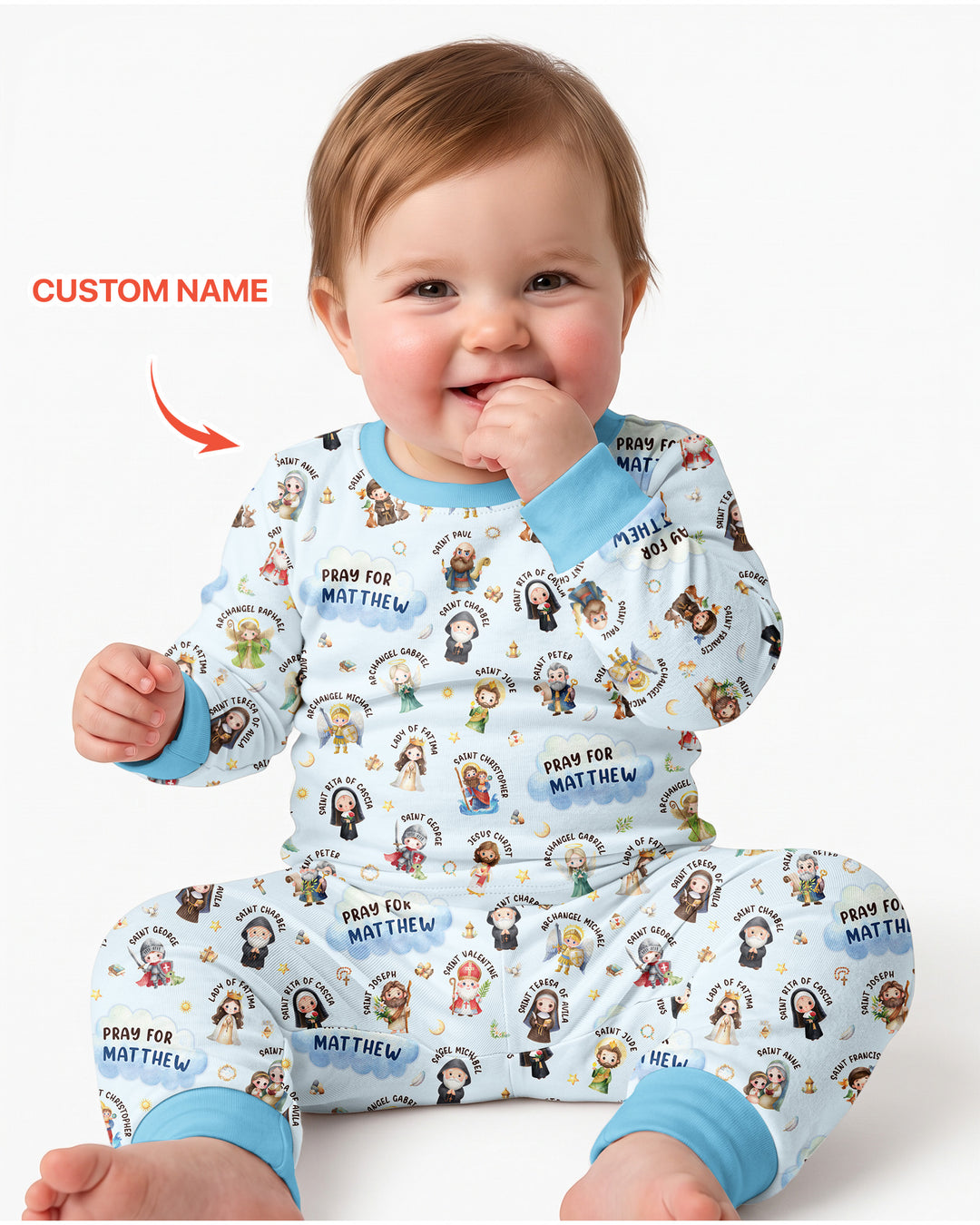 Catholic All Saints Bamboo Two Piece Long Sleeve Pajama Set