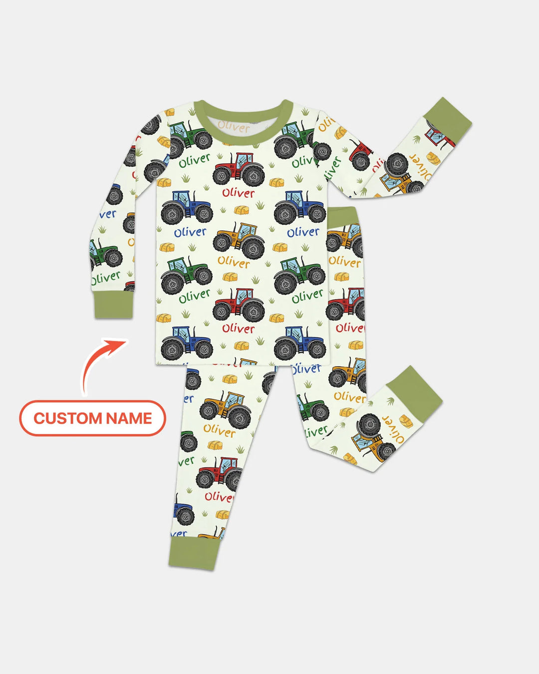Custom Name A Little Dirt Never Hurt Bamboo Two Piece Long Sleeve Pajama Set