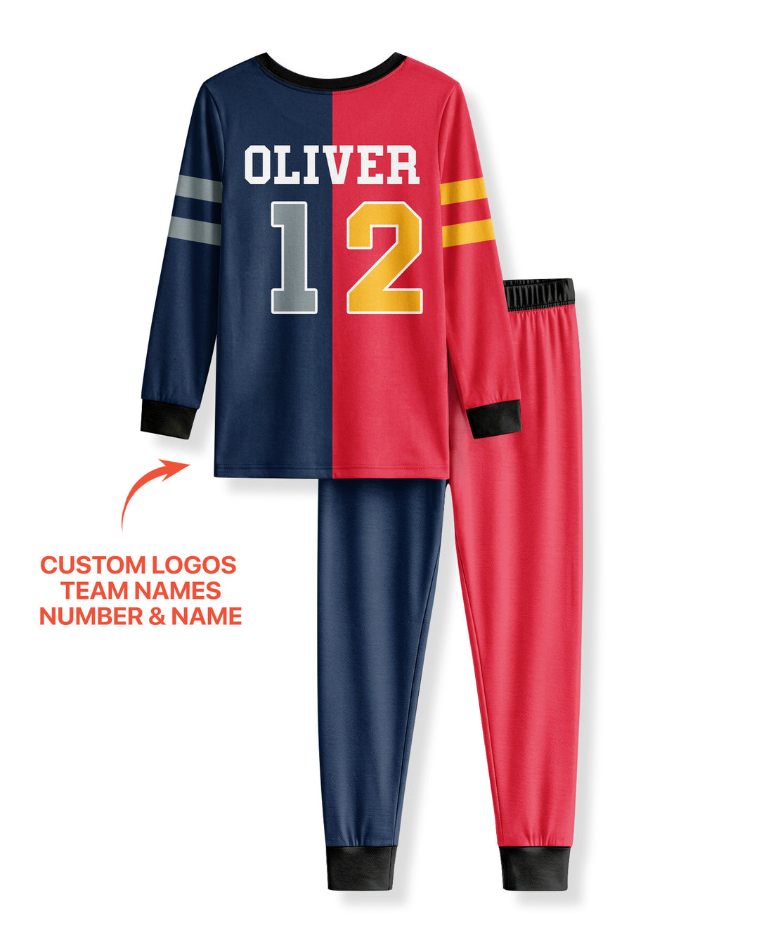 Football Rivalry Family Personalized Bamboo Two Piece Long Sleeve Pajama Set
