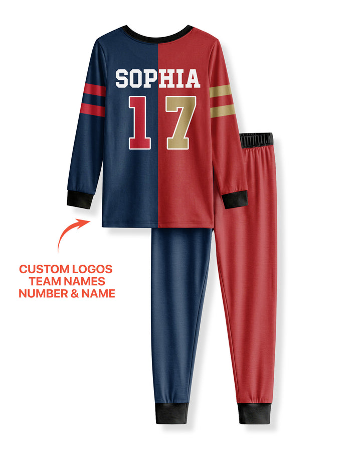 Football Rivalry Family Personalized Bamboo Two Piece Long Sleeve Pajama Set