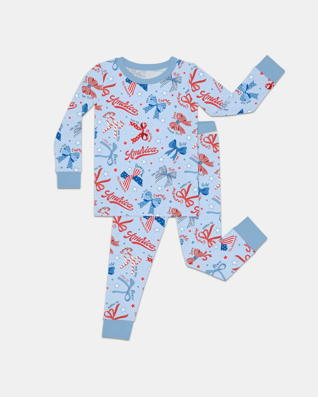 Girly Patriotic Bamboo Two Piece Long Sleeve Pajama Set