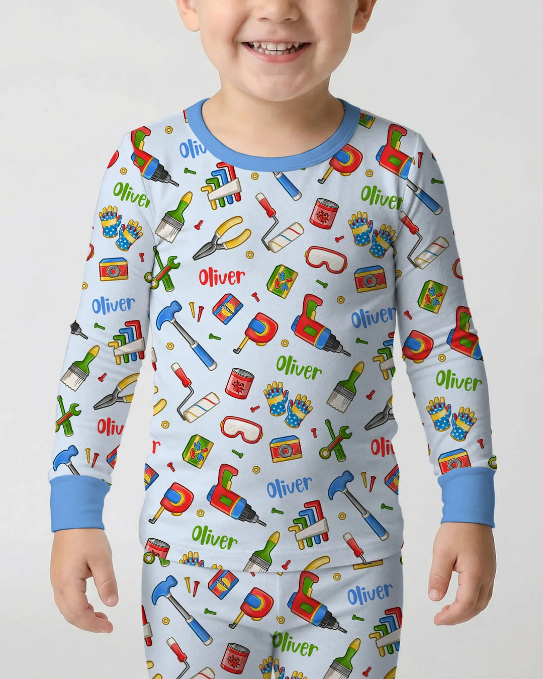 Custom Name Dad & Me Fixer Crew Bamboo Two Piece Long Sleeve Pajama Set