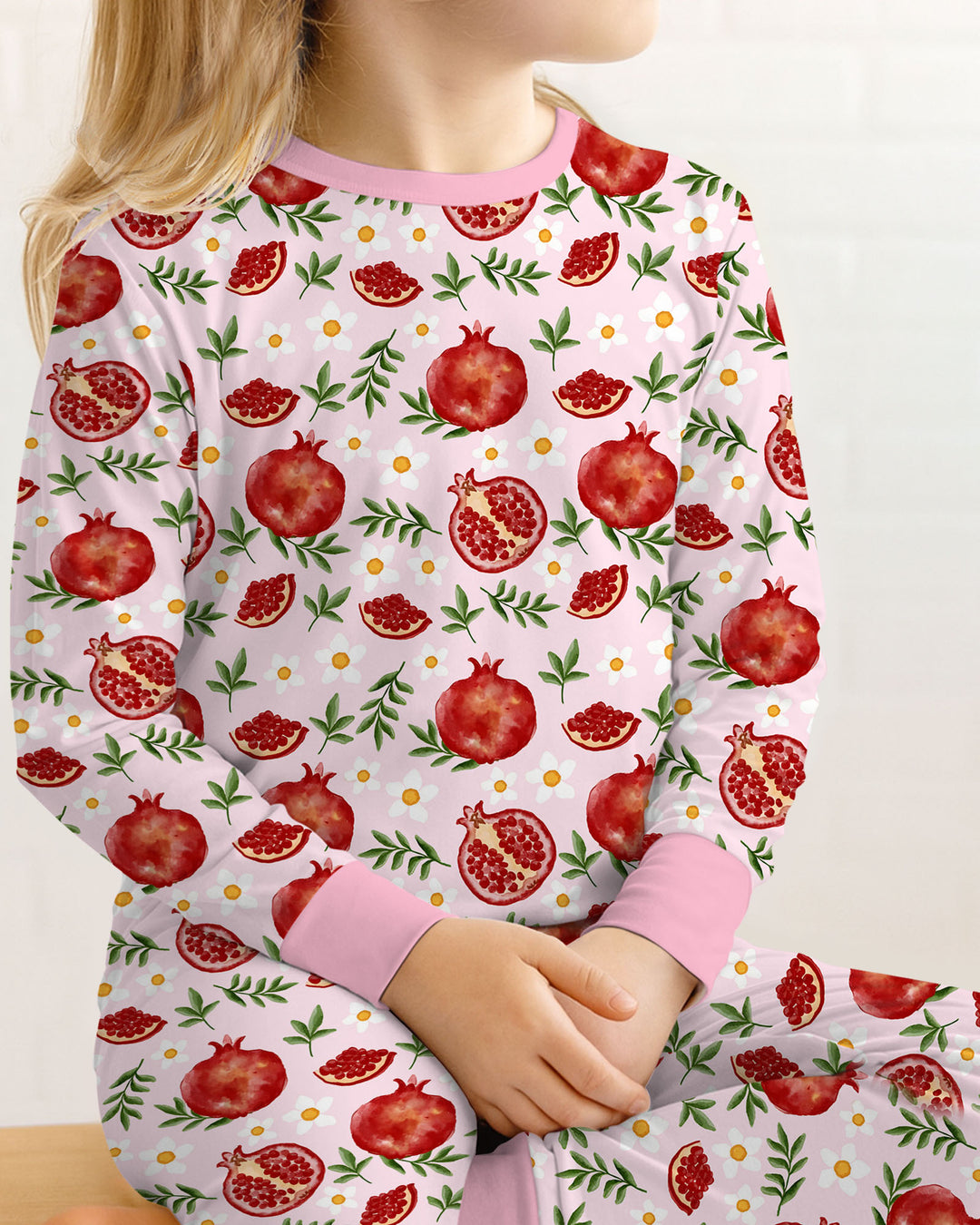 Pomegranate Garden Joy Family Matching Bamboo Two Piece Long Sleeve Pajama Set