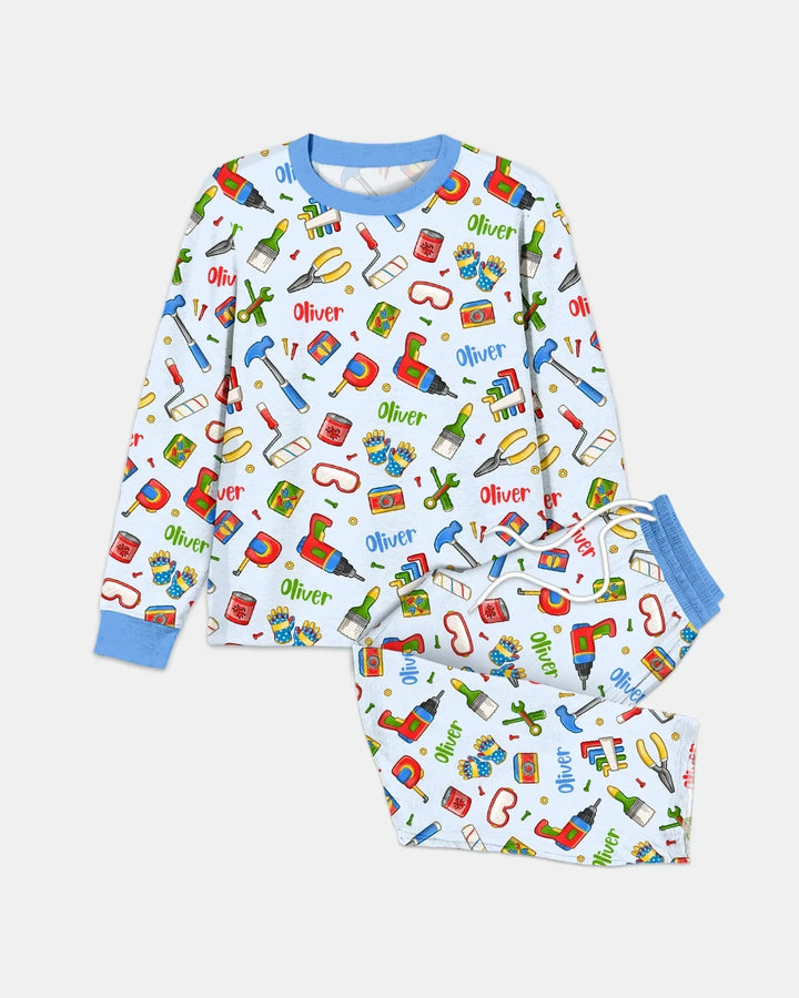 Custom Name Dad & Me Fixer Crew Bamboo Men's Pajama Set