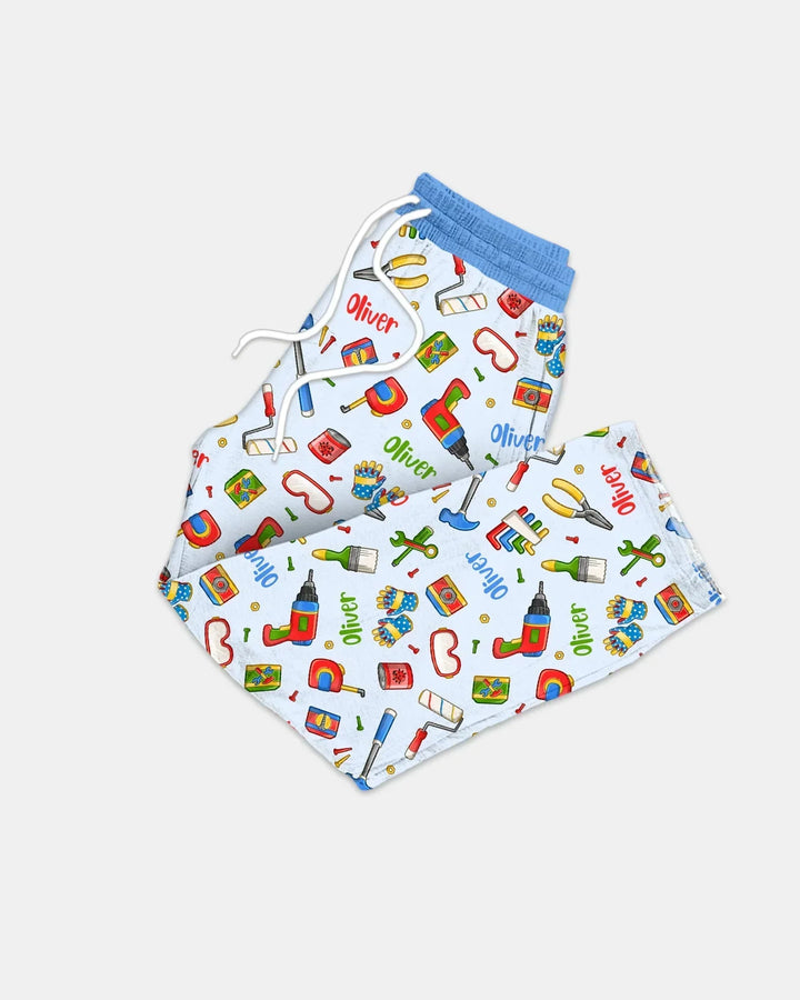 Custom Name Dad & Me Fixer Crew Bamboo Men's Pajama Set