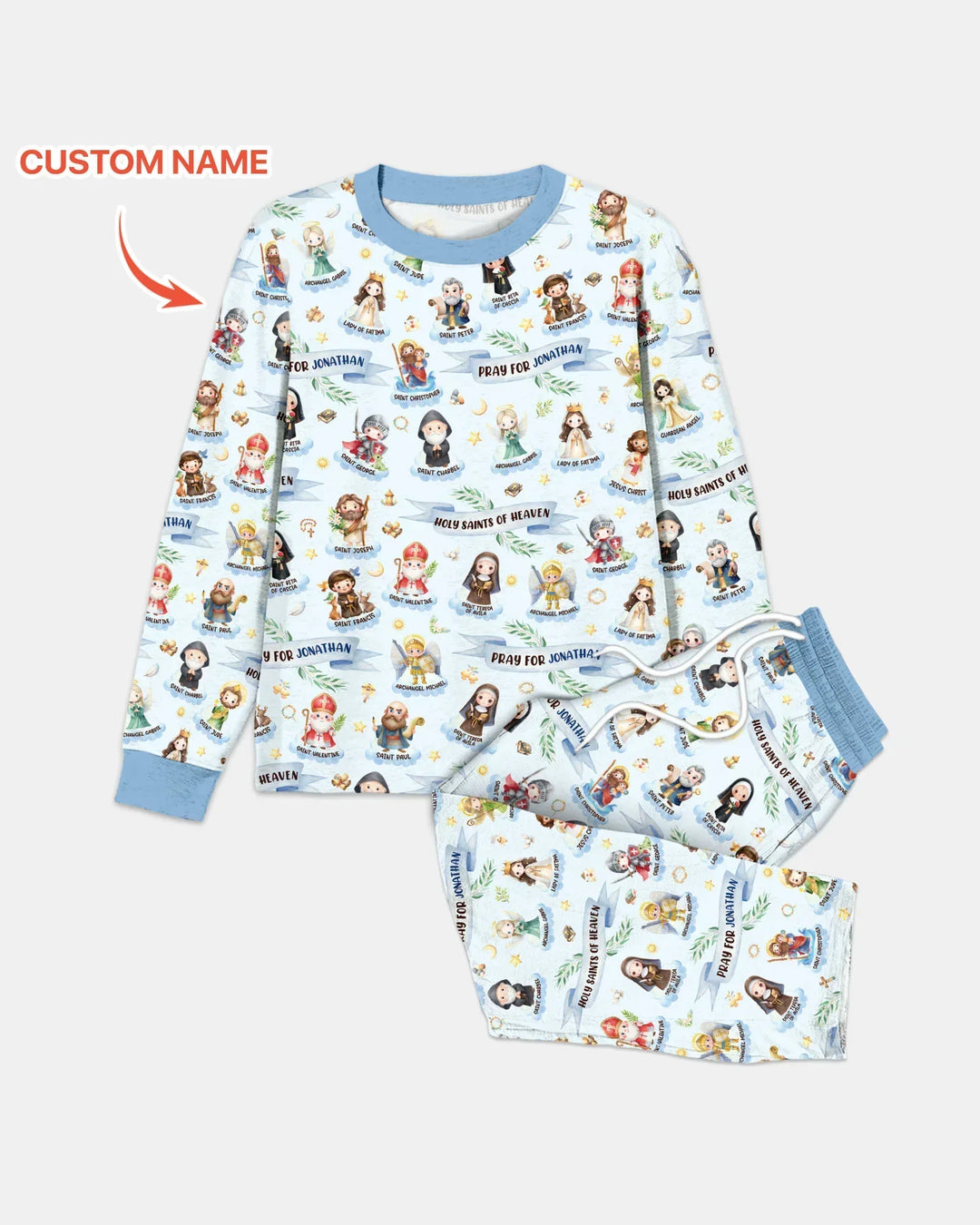 Holy Saints of Heaven Custom Name Bamboo Men's Pajama Set