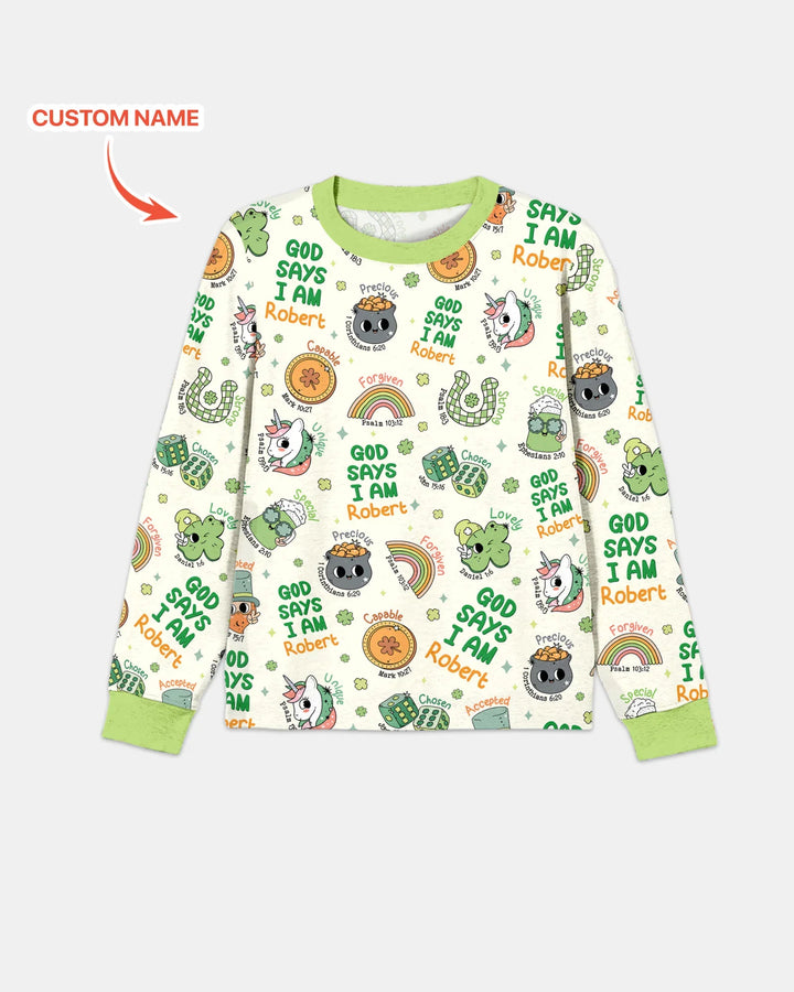 Personalized God Says I Am St. Patrick's Day Family Matching Bamboo Men's Pajama Set