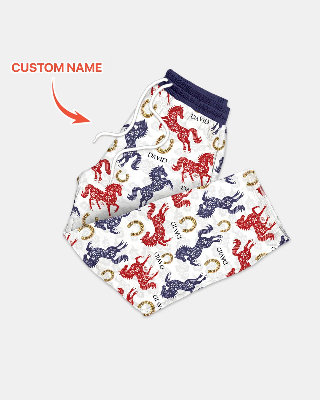 Custom Name Chinoiserie Horses Bamboo Men's Pajama Set