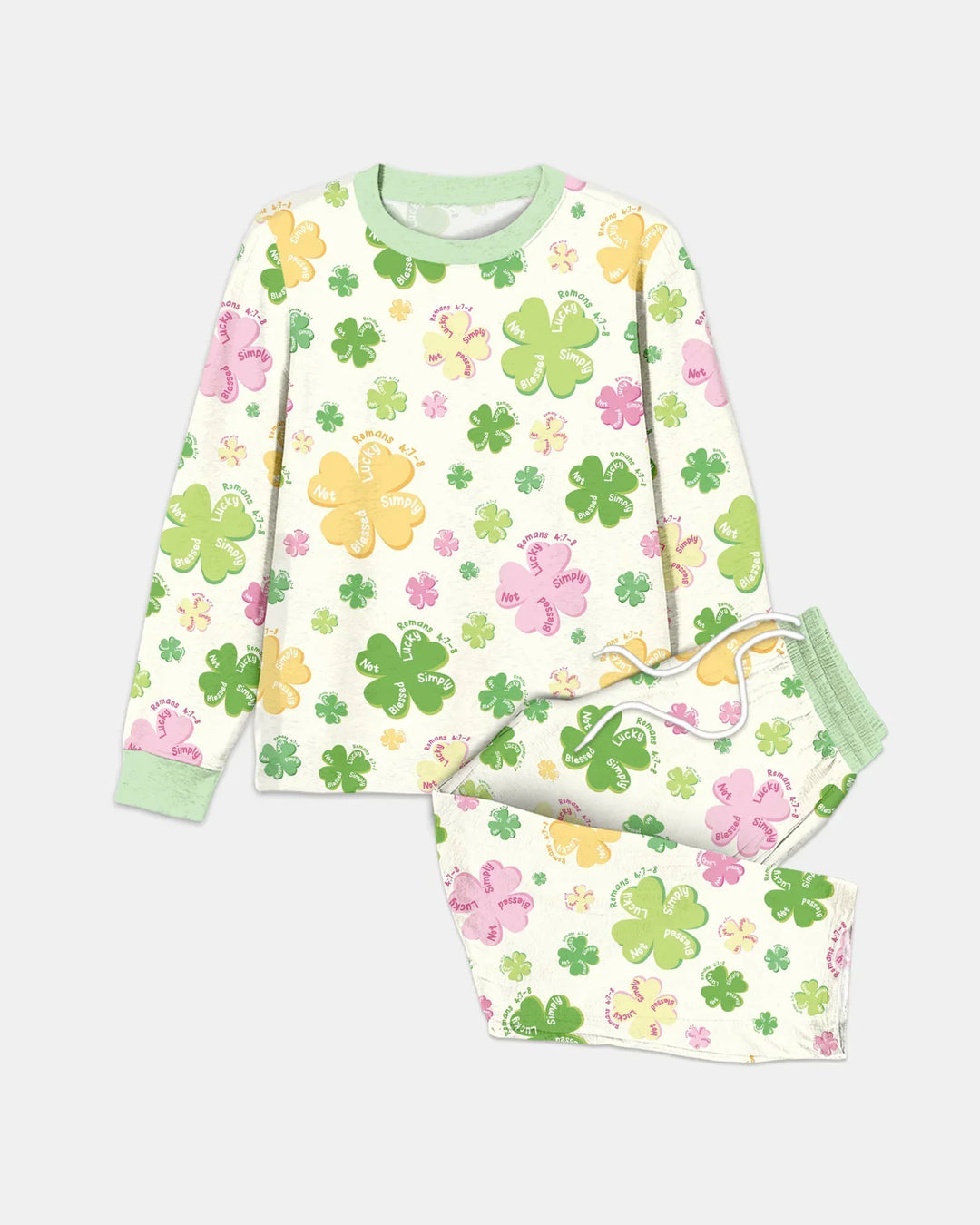 Shamrocks Print St. Patrick's Day Bamboo Men's Pajama Set