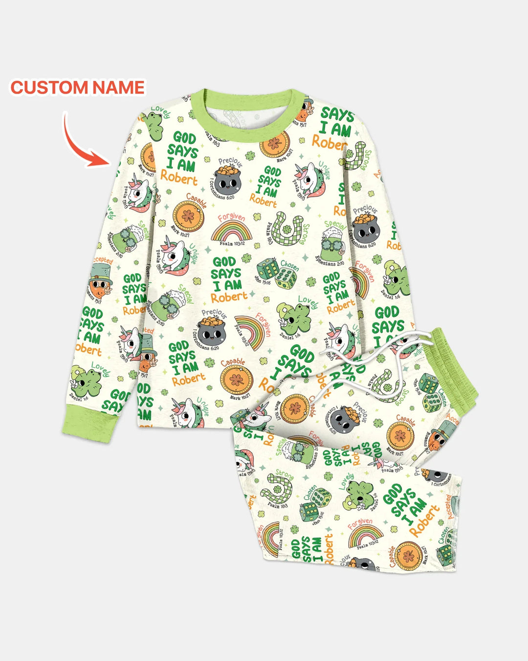 Personalized God Says I Am St. Patrick's Day Family Matching Bamboo Men's Pajama Set