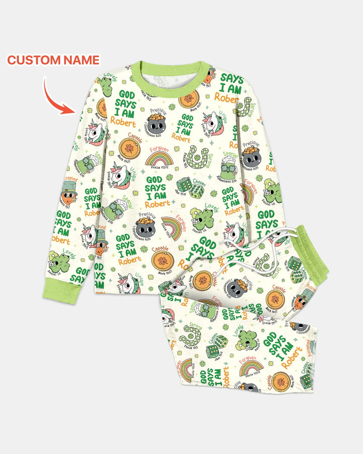 Personalized God Says I Am St. Patrick's Day Family Matching Bamboo Men's Pajama Set