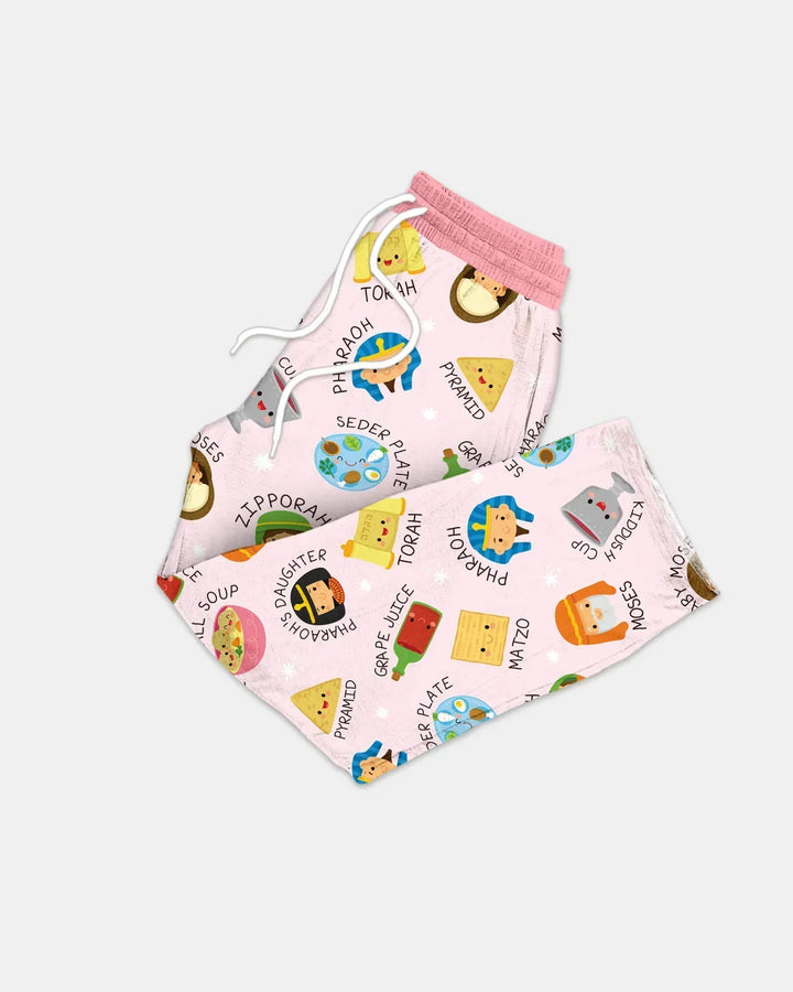 Cute Passover Characters Bamboo Men's Pajama Set