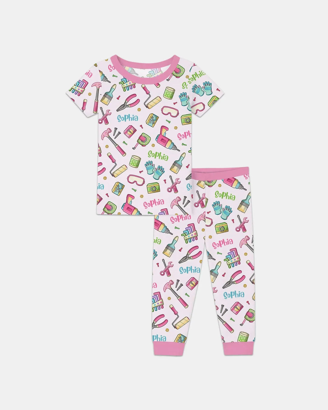 Custom Name Dad & Me Fixer Crew Bamboo Two Piece Short Sleeve Pajama Set