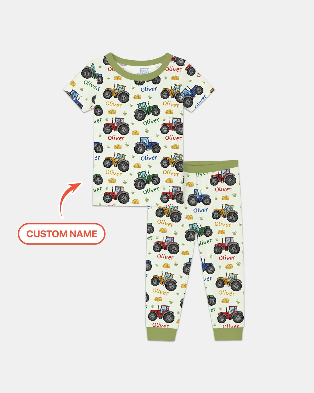 Custom Name A Little Dirt Never Hurt Bamboo Two Piece Short Sleeve Pajama Set