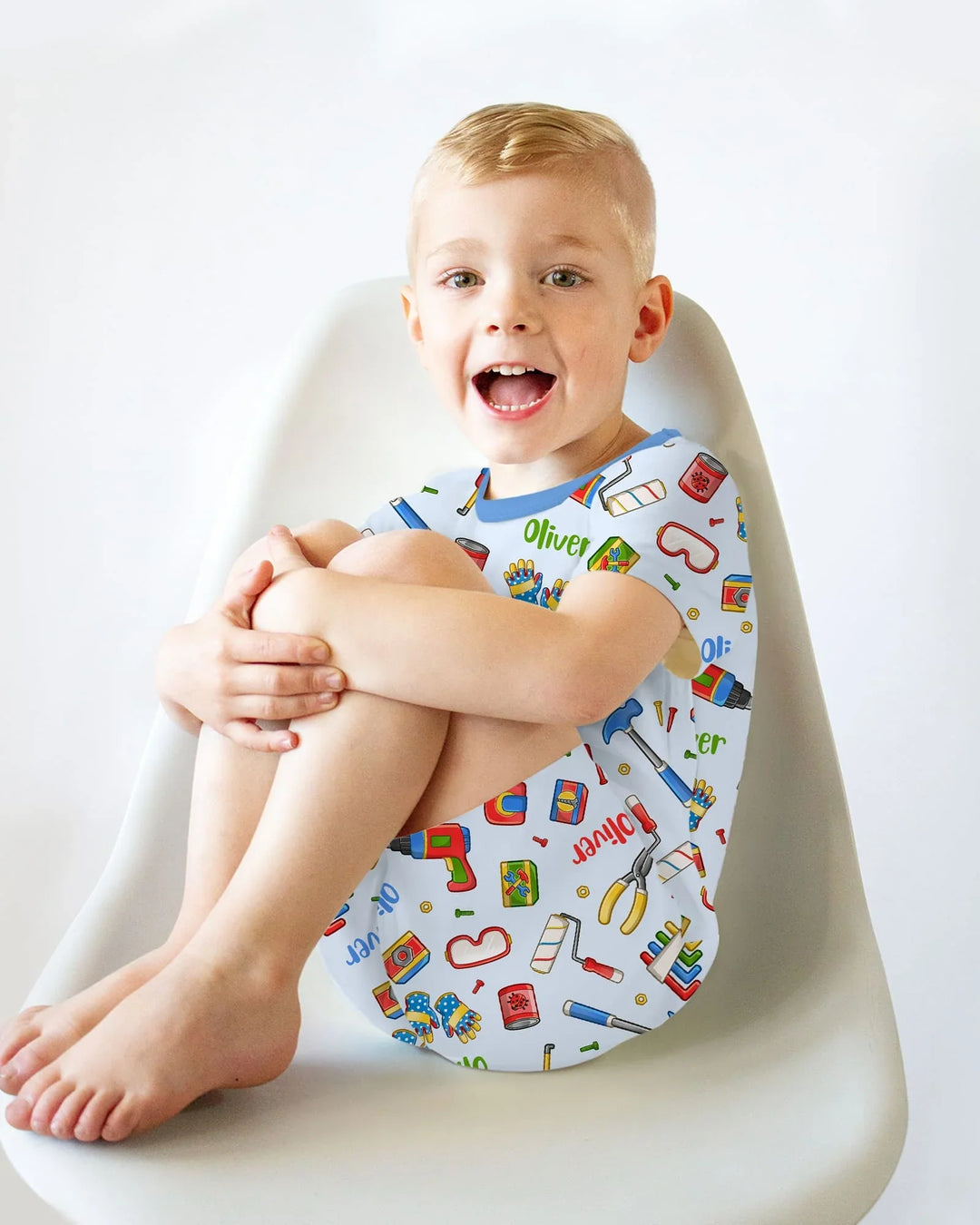Custom Name Dad & Me Fixer Crew Bamboo Two Piece Short Sleeve Shorts Pajama Set