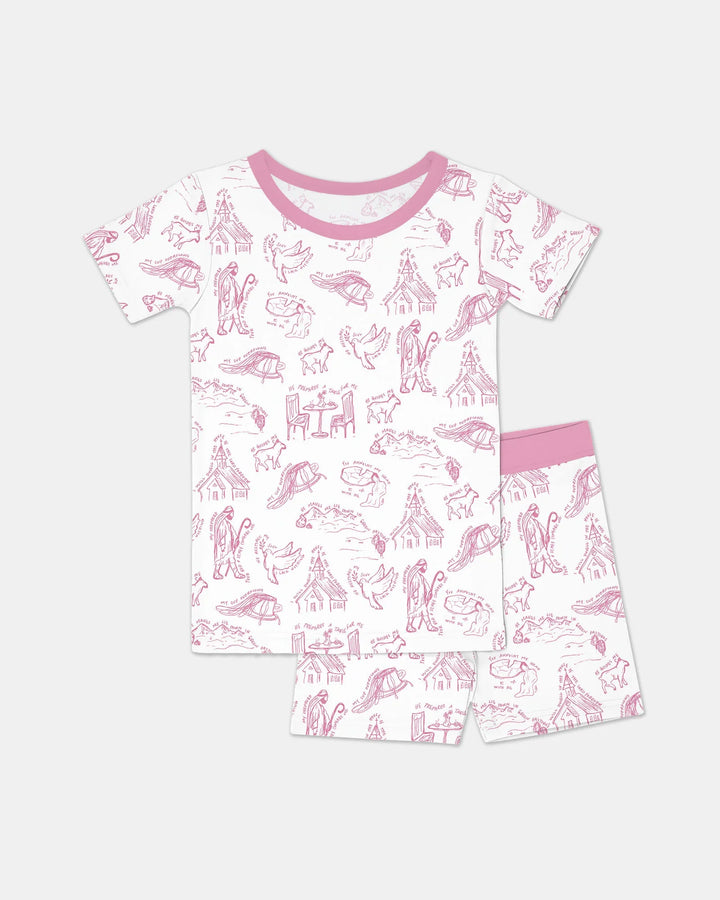 Psalm 23 Sketch Bamboo Two Piece Short Sleeve Shorts Pajama Set
