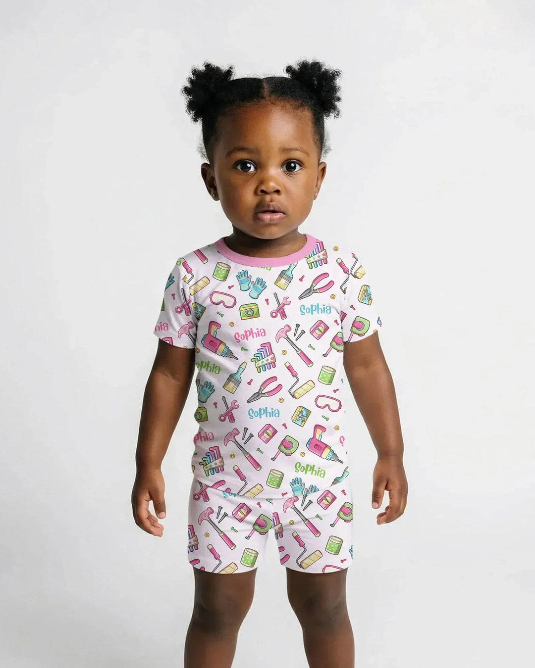 Custom Name Dad & Me Fixer Crew Bamboo Two Piece Short Sleeve Shorts Pajama Set