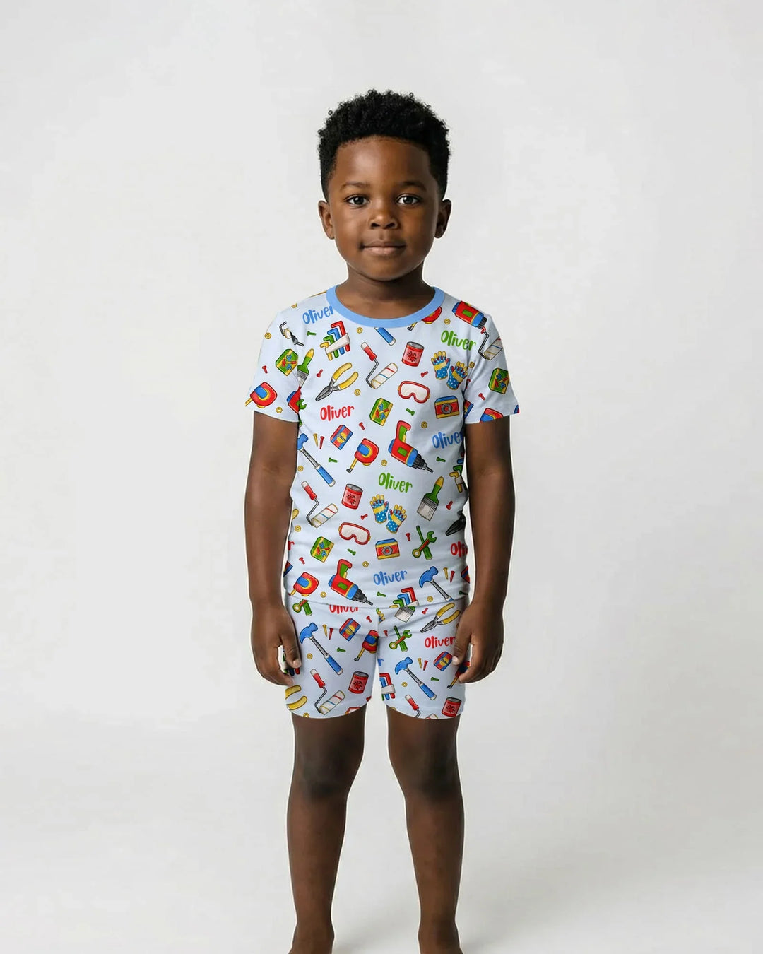 Custom Name Dad & Me Fixer Crew Bamboo Two Piece Short Sleeve Shorts Pajama Set