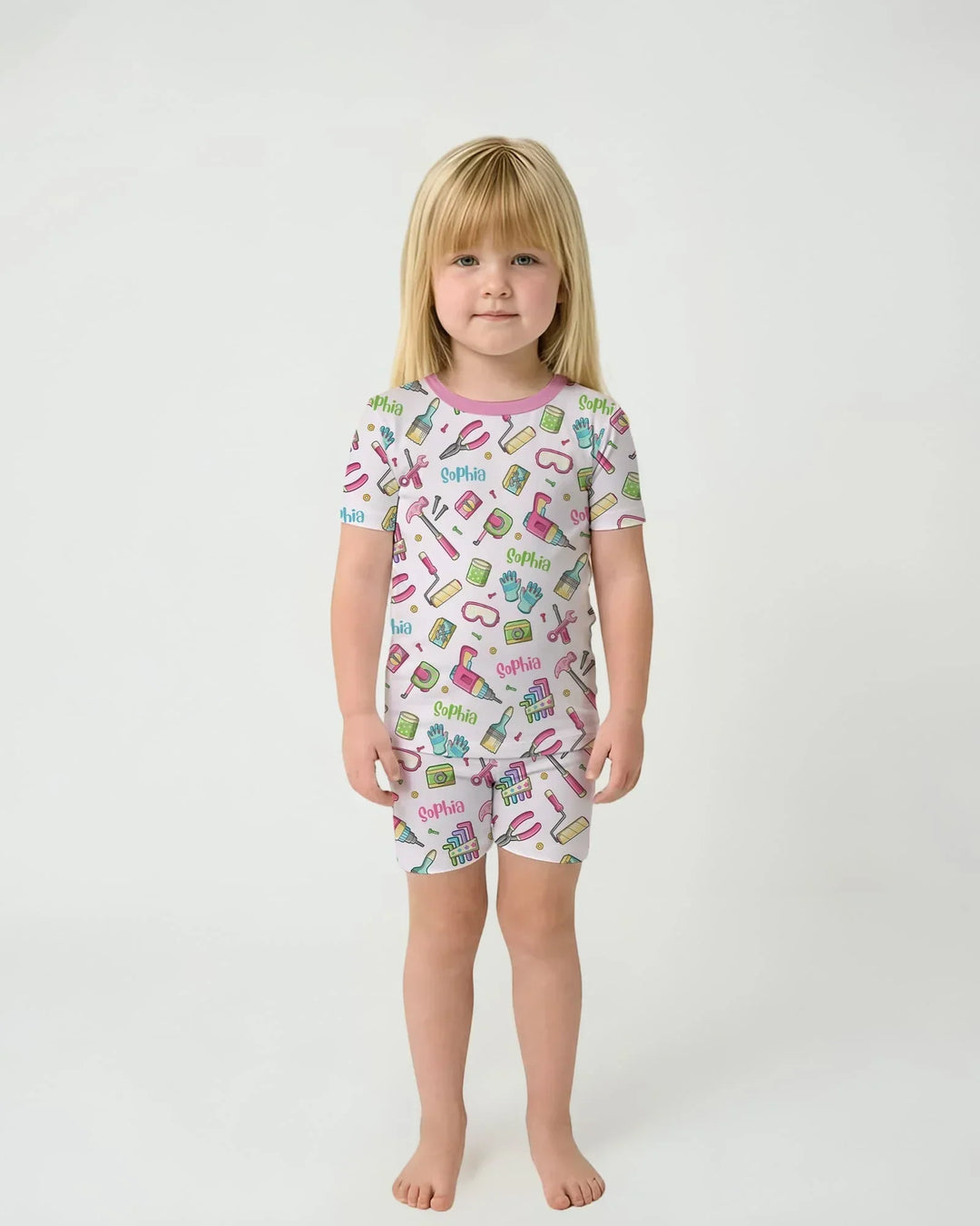 Custom Name Dad & Me Fixer Crew Bamboo Two Piece Short Sleeve Shorts Pajama Set