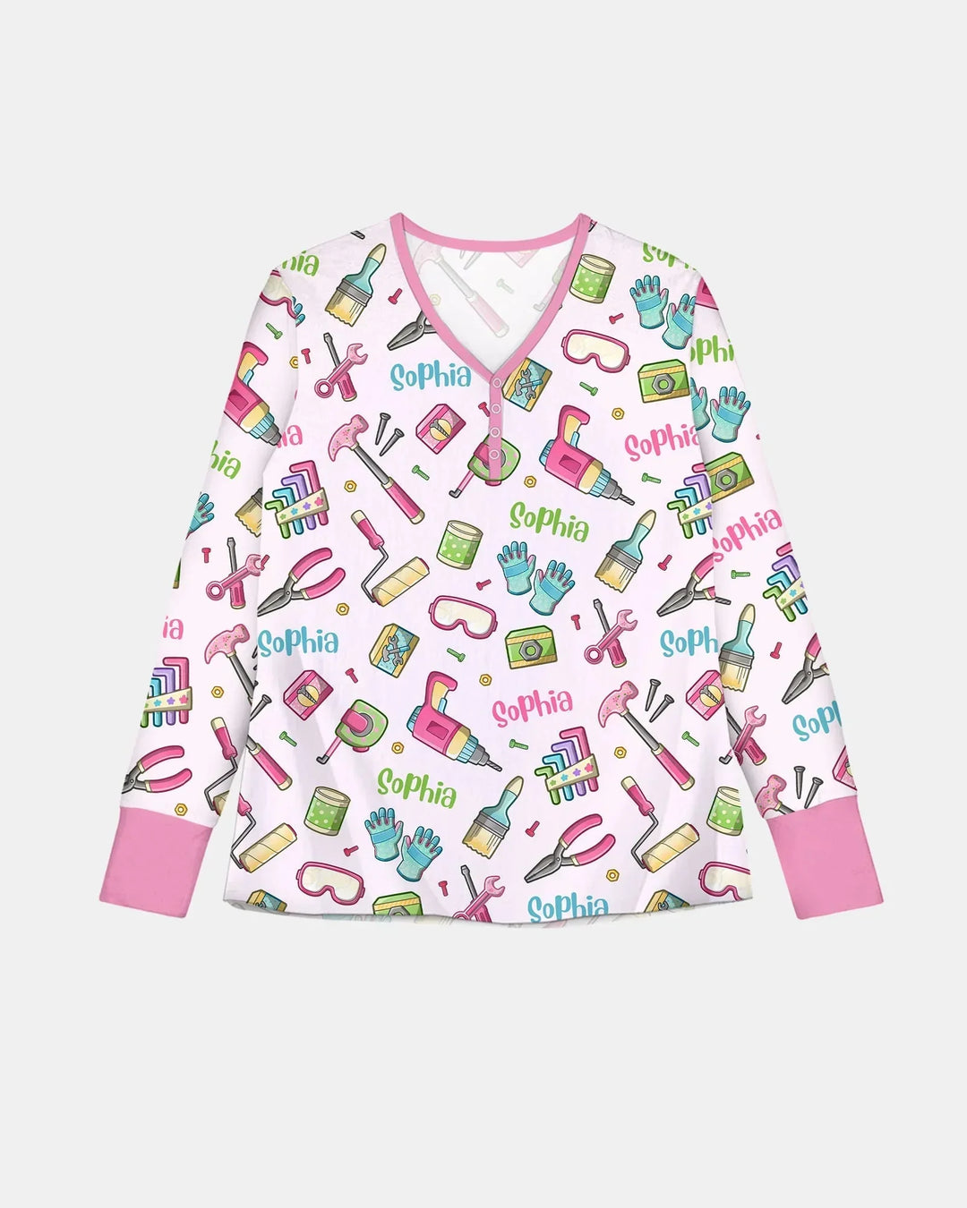 Custom Name Dad & Me Fixer Crew Bamboo Women Pajama Set