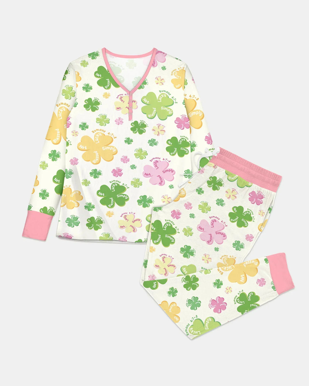 Shamrocks Print St. Patrick's Day Bamboo Women Pajama Set