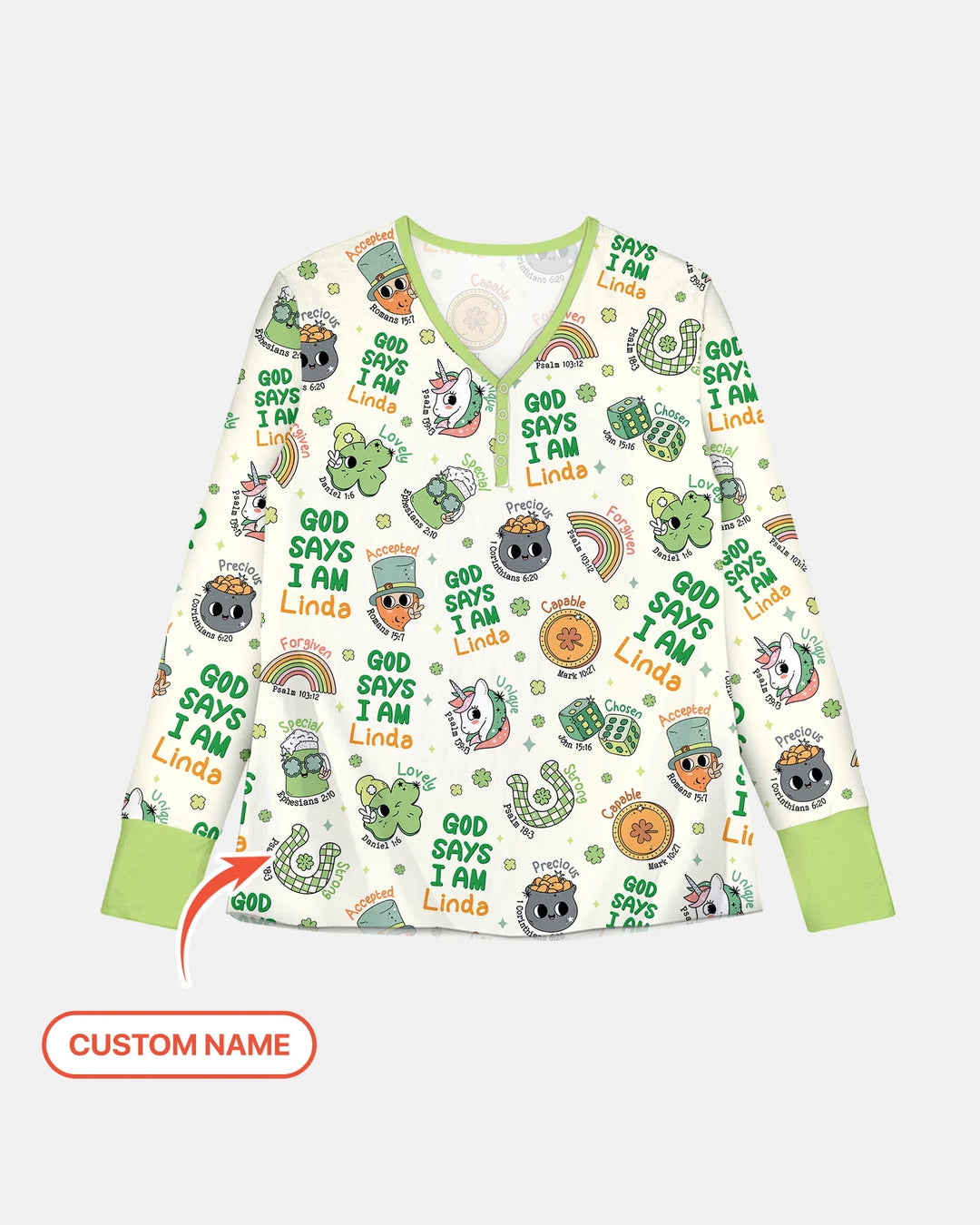 Personalized God Says I Am St. Patrick's Day Family Matching Bamboo Women Pajama Set