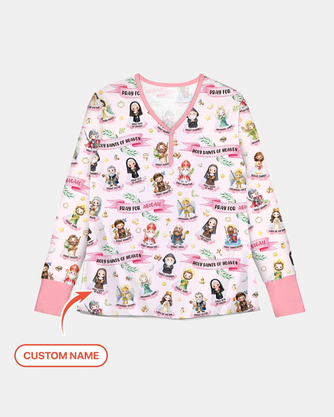 Holy Saints of Heaven Custom Name Bamboo Women Pajama Set